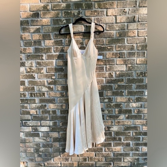 NEW FAME AND PARTNERS Zephyra Matte Satin Maxi Dress Champagne 6 homecoming - Picture 4 of 9